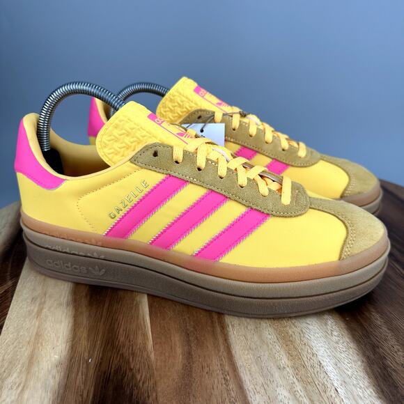Adidas Originals Gazelle Bold Platform Women's Size 9 Yellow Pink Shoes Sneakers - Picture 1 of 8